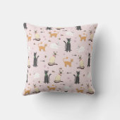 Schattige Meisje Kitty Kat Patroon Monogram Naam K Kussen (Achterkant)