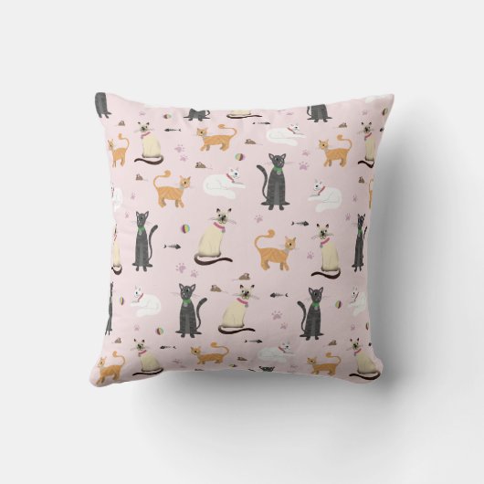 Schattige Meisje Kitty Kat Patroon Monogram Naam K Kussen (Achterkant)