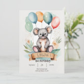 Schattige Meisje Koala Verjaardag Kaart (Staand voorkant)
