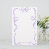 Schattige Meisje Lavendel Paarse Violet Bow Ribbon Briefpapier (Staand voorkant)