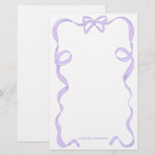 Schattige Meisje Lavendel Paarse Violet Bow Ribbon Briefpapier (Voorkant / Achterkant)