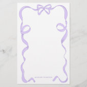 Schattige Meisje Lavendel Paarse Violet Bow Ribbon Briefpapier (Voorkant)