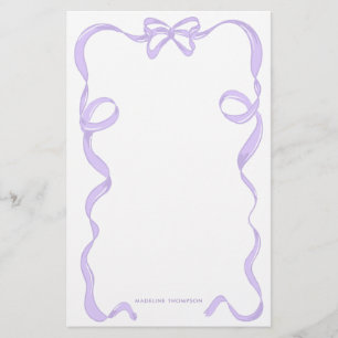 Schattige Meisje Lavendel Paarse Violet Bow Ribbon Briefpapier