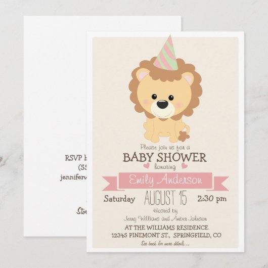 Schattige Meisje Leeuw, Oerwoud Zoo Dier Baby show Kaart (Voorkant / Achterkant)