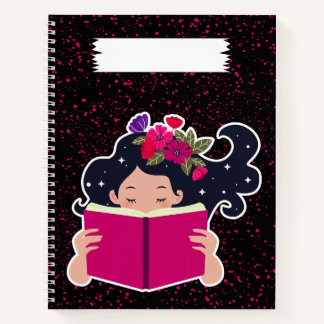 Schattige meisje lezen boek Notitieboek Hoesje