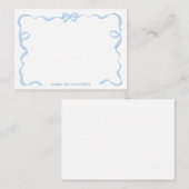 Schattige Meisje Licht Blauw Bow Lint Lijst Notitiekaartje (Voorkant / Achterkant)