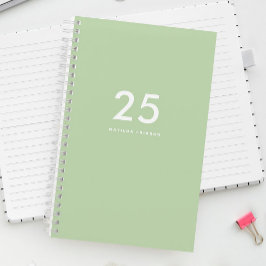 Schattige Meisje Licht Groen Naam School Planner