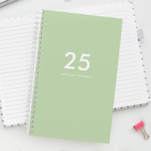 Schattige Meisje Licht Groen Naam School Planner