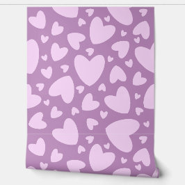 Schattige meisje liefde harten roze en pruim behang