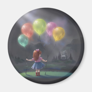 Schattige meisje met ballonnen magneet