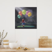 Schattige meisje met ballonnen poster (Keuken)