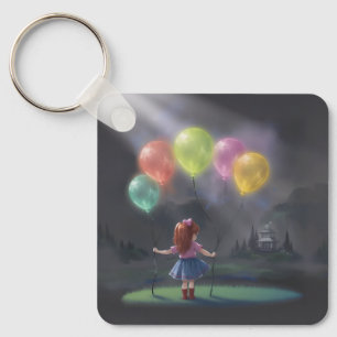 Schattige meisje met ballonnen sleutelhanger