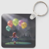 Schattige meisje met ballonnen sleutelhanger (Achterkant)