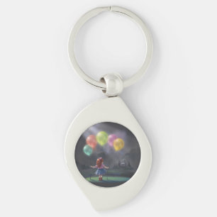 Schattige meisje met ballonnen sleutelhanger