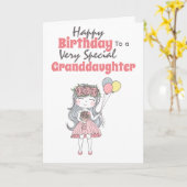 Schattige meisje met ballonnen speciale kleindocht kaart (Gele Bloem)