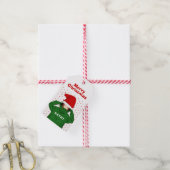 Schattige Meisje met Groene Hoodie Santa Hat Chris Cadeaulabel (Met Touw)