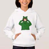 Schattige Meisje Met Groene Kikker Hoody Tekening  (Voorkant)
