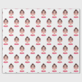 Schattige meisje met grote ogen cadeaupapier (Vlak)