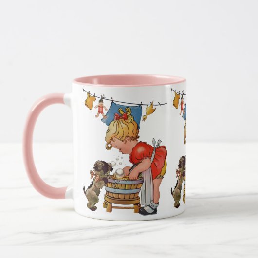  Schattige meisje met hond: nostalgisch Mok (Links)