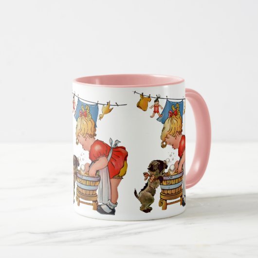  Schattige meisje met hond: nostalgisch Mok (Voorkant rechts)