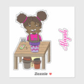 Schattige Meisje met Kat Gepersonaliseerde Vinyl S Sticker (Vel)