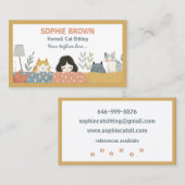 Schattige Meisje met Kittens Kat Pet en Thuis Zitt Visitekaartje (Voorkant / Achterkant)