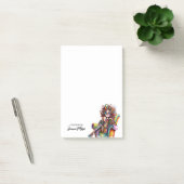 Schattige meisje met koffie kleurrijk gepersonalis post-it® notes (Kantoor)