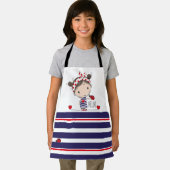 Schattige Meisje met Ladybird Art Gestreepte Kinde Schort (Insitu)