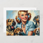 Schattige  meisje met puppies briefkaart (Voorkant / Achterkant)