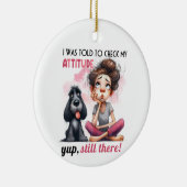 SCHATTIGE MEISJE MET SHAGGY BLACK DOG KERAMISCH ORNAMENT (Rechts)