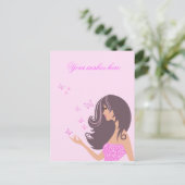 Schattige meisje met vlinders Briefkaart (Staand voorkant)