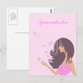 Schattige meisje met vlinders Briefkaart (Voorkant / Achterkant)