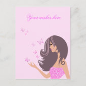 Schattige meisje met vlinders Briefkaart (Voorkant)