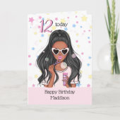 Schattige Meisje met Zeepbel Happy Birthday Kaart (Voorkant)