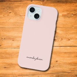 Schattige Meisje Minimal Licht Roze Monogram iPhone 15 Case