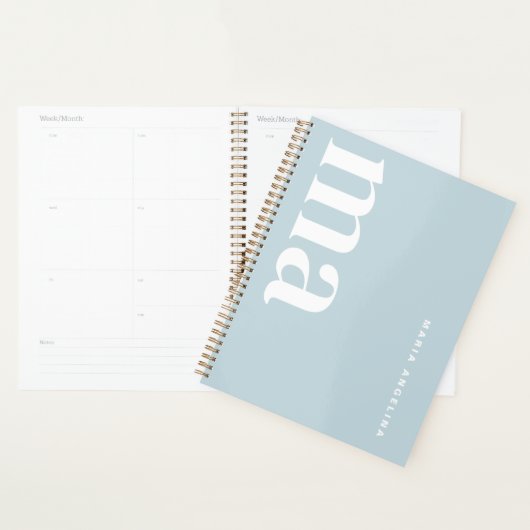 Schattige Meisje Monogram Blauwe School Planner (Display)
