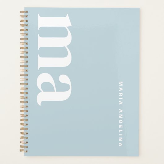 Schattige Meisje Monogram Blauwe School Planner (Voorkant)