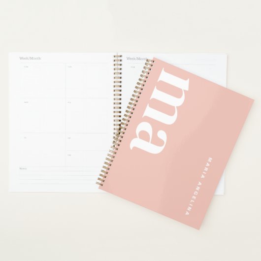 Schattige Meisje Monogram Naam Roze School Planner (Display)
