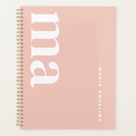 Schattige Meisje Monogram Naam Roze School Planner
