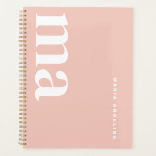 Schattige Meisje Monogram Naam Roze School Planner