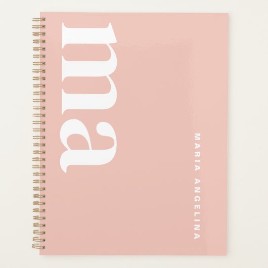 Schattige Meisje Monogram Naam Roze School Planner (Voorkant)