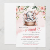 Schattige meisje olifant in bloemenmand en ballon kaart (Voorkant / Achterkant)