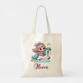 Schattige meisje op eenhoorn tote bag (Achterkant)