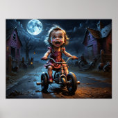 Schattige meisje op fiets horror fantasie poster (Voorkant)