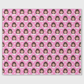 Schattige meisje op Stippen Cadeaupapier (Vlak)