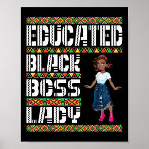 Schattige Meisje Opgeleide Zwarte Baas Lady Amerik Poster