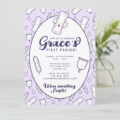 Schattige Meisje Paarse Menstruatiepad Eerste Peri Kaart (Staand voorkant)