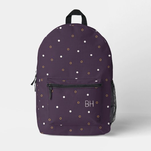 Schattige Meisje Paarse Polka Dots Monogram Initia Bedrukte Rugzak (Voorkant)