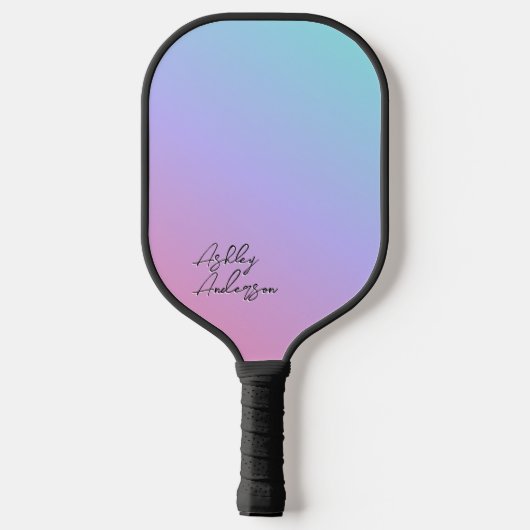 Schattige Meisje Pastel Blauw Paarse Roze Monogram Pickleball Paddle (Achterkant)