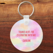 Schattige Meisje Pastel Rainbow Pink Axolotl Verja Sleutelhanger (Achterkant)